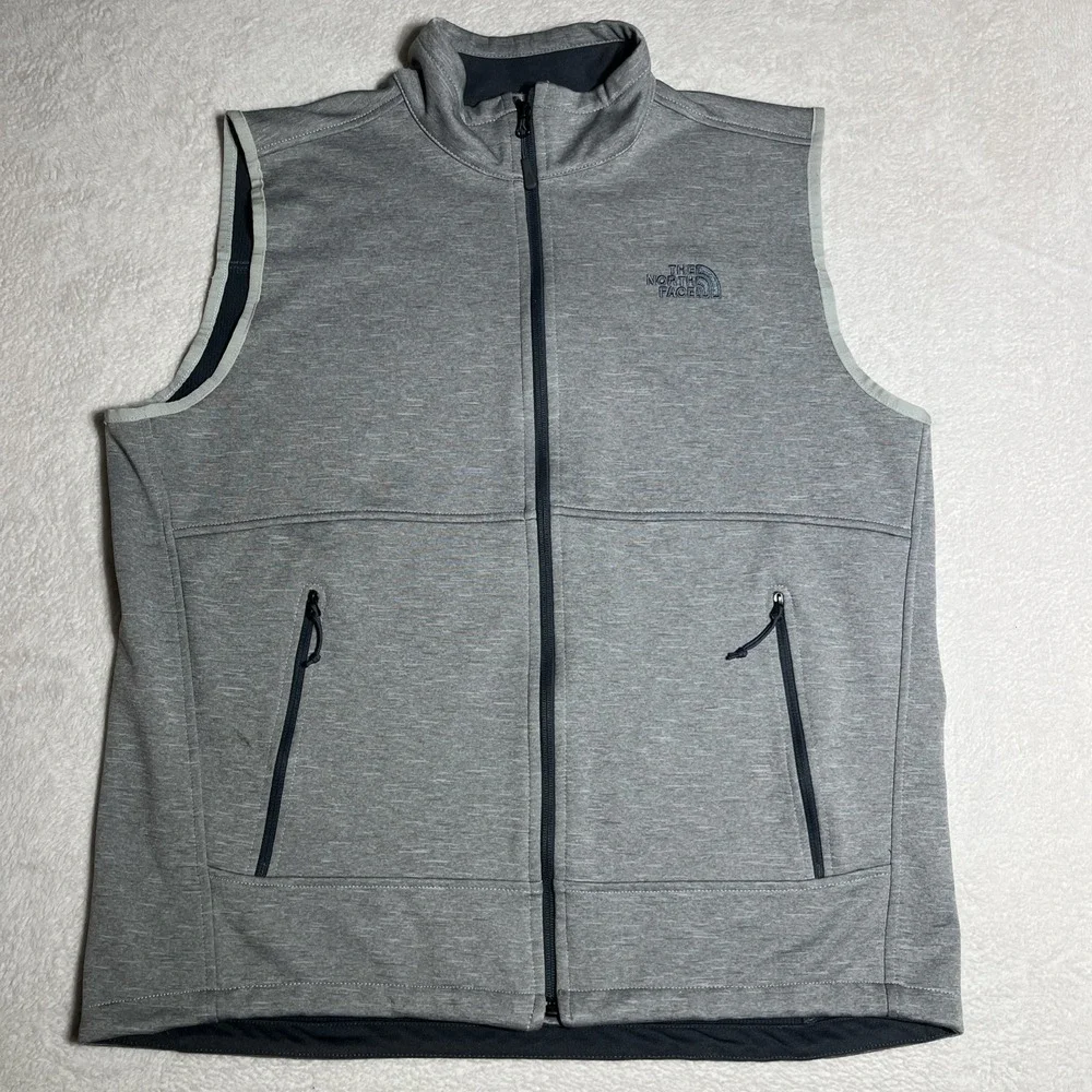 The North Face Apex Bionic Men's L Gray Full Zip Vest Logo Regular Fit Fall
